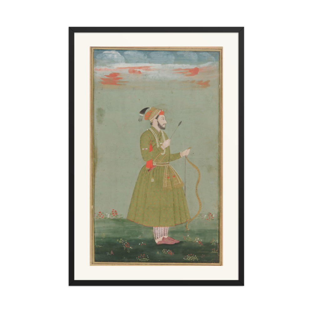 A Mughal Prince with a Bow — Restored Mughal Wall Art — view 10