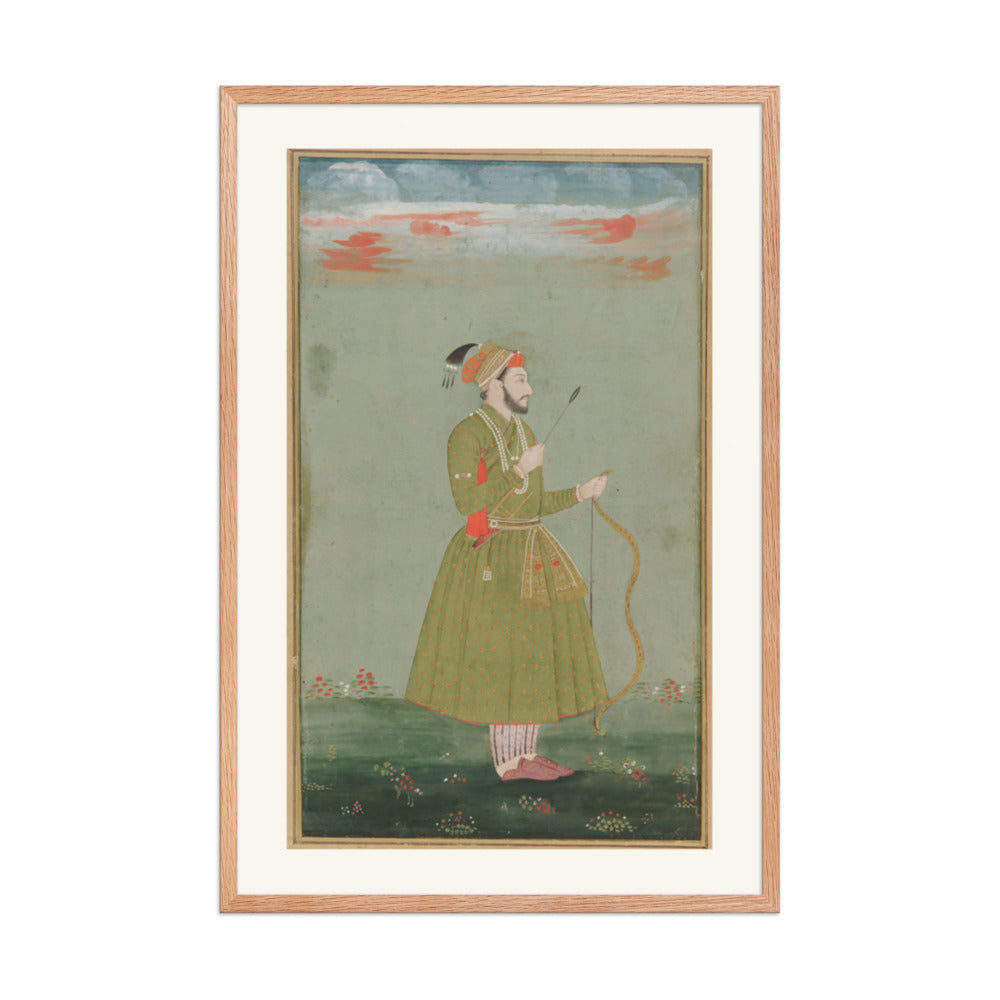 A Mughal Prince with a Bow — Restored Mughal Wall Art — view 11