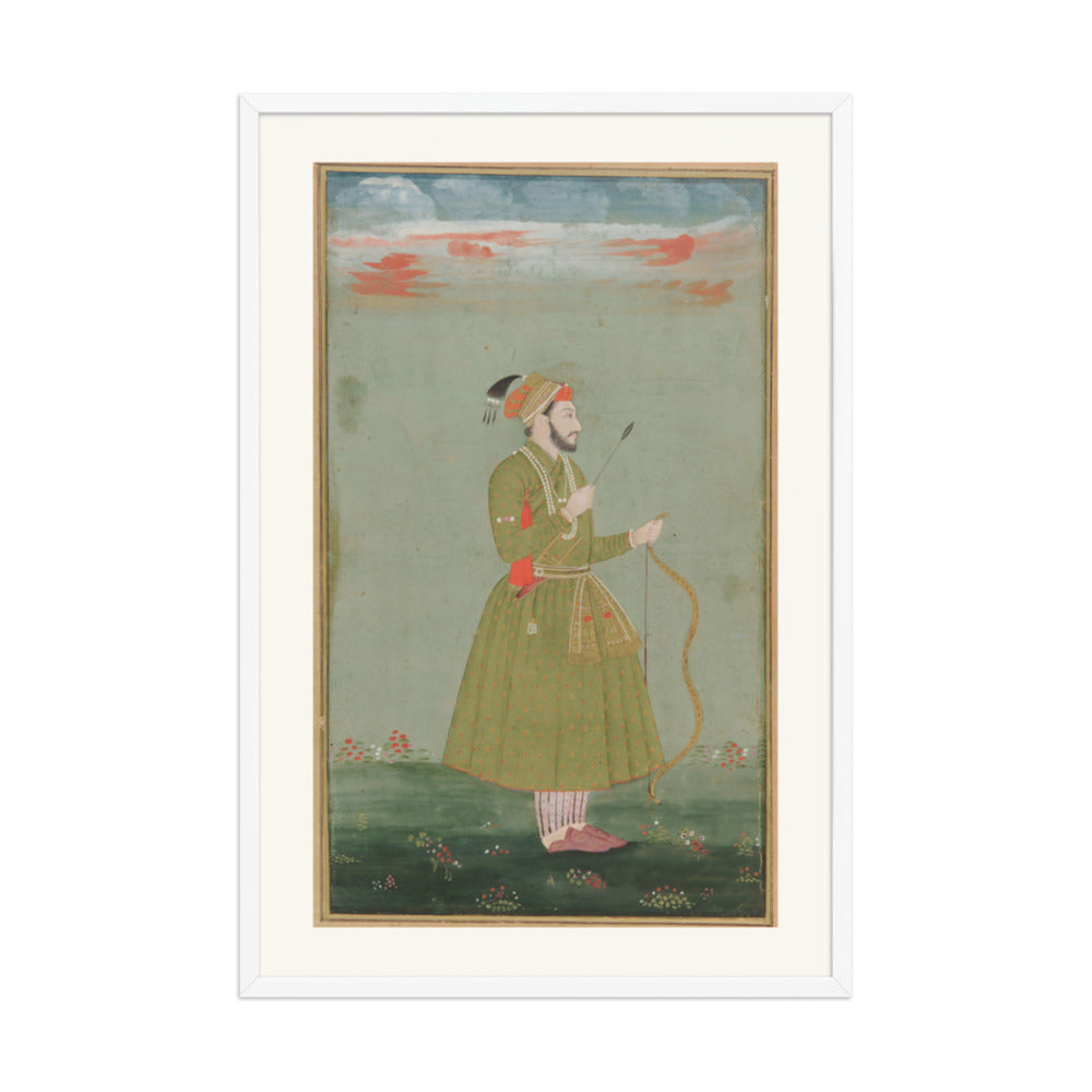 A Mughal Prince with a Bow — Restored Mughal Wall Art — view 12