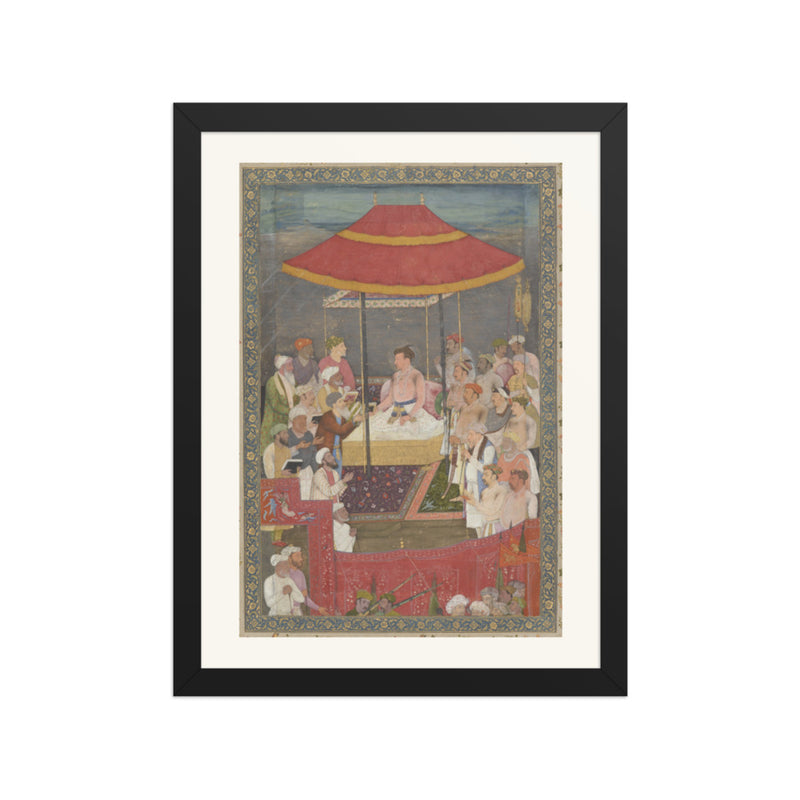 Jahangir Presents a Book to a Shaykh — Restored Mughal Wall Art