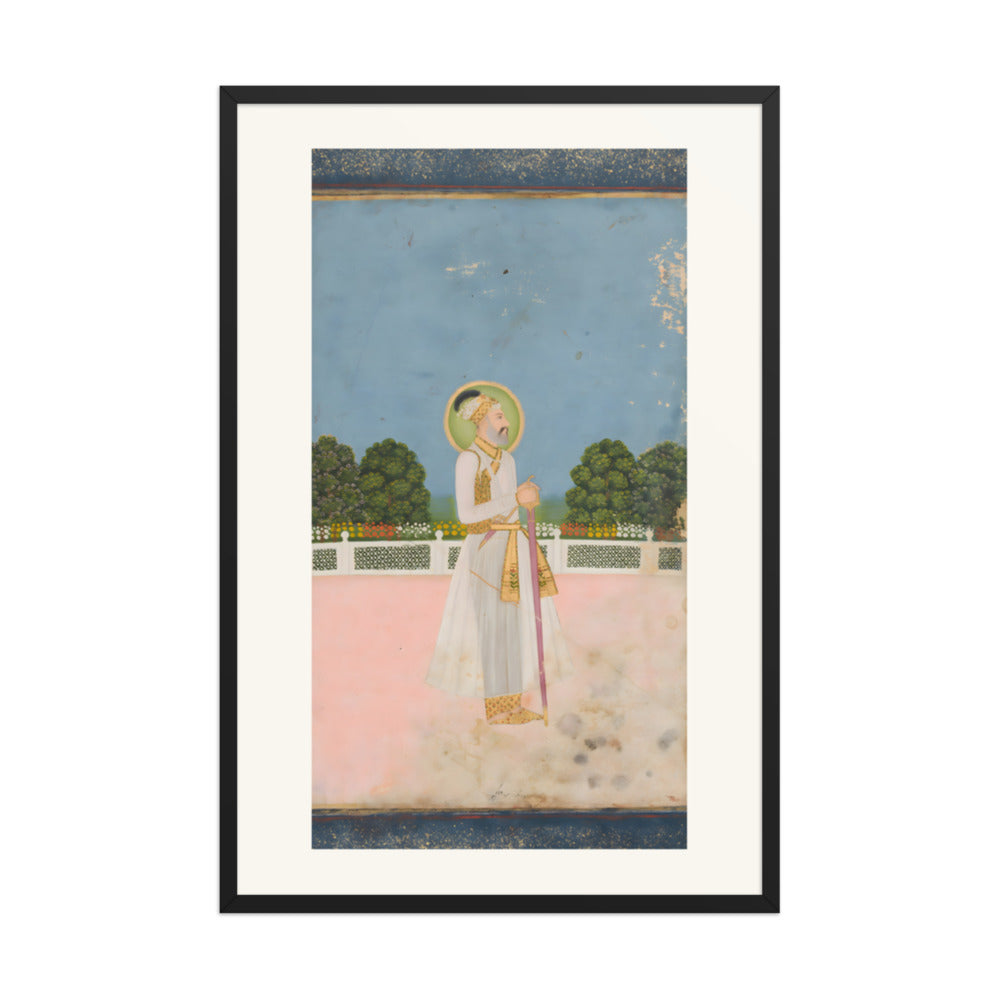 A Mughal Emperor Enthroned — Restored Mughal Wall Art — view 10