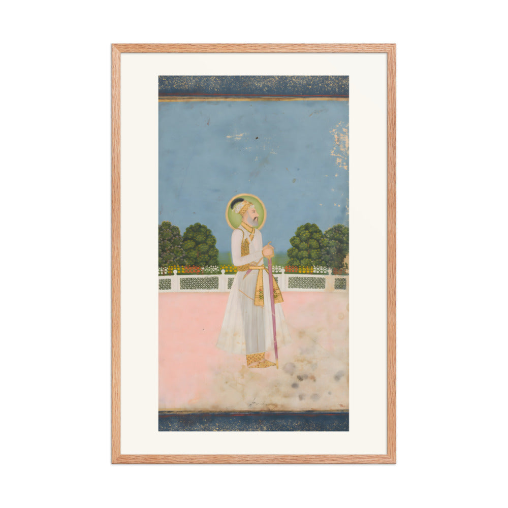 A Mughal Emperor Enthroned — Restored Mughal Wall Art — view 11