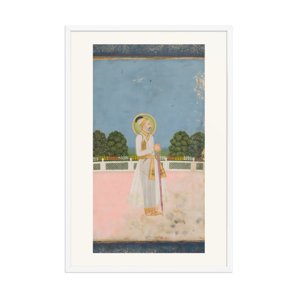 A Mughal Emperor Enthroned — Restored Mughal Wall Art — view 12
