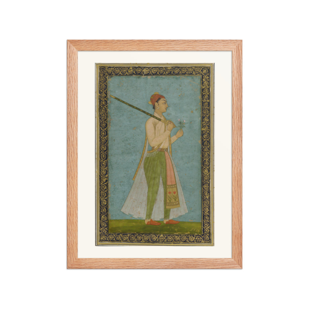 Portrait of a Young Prince — Restored Mughal Wall Art — view 2