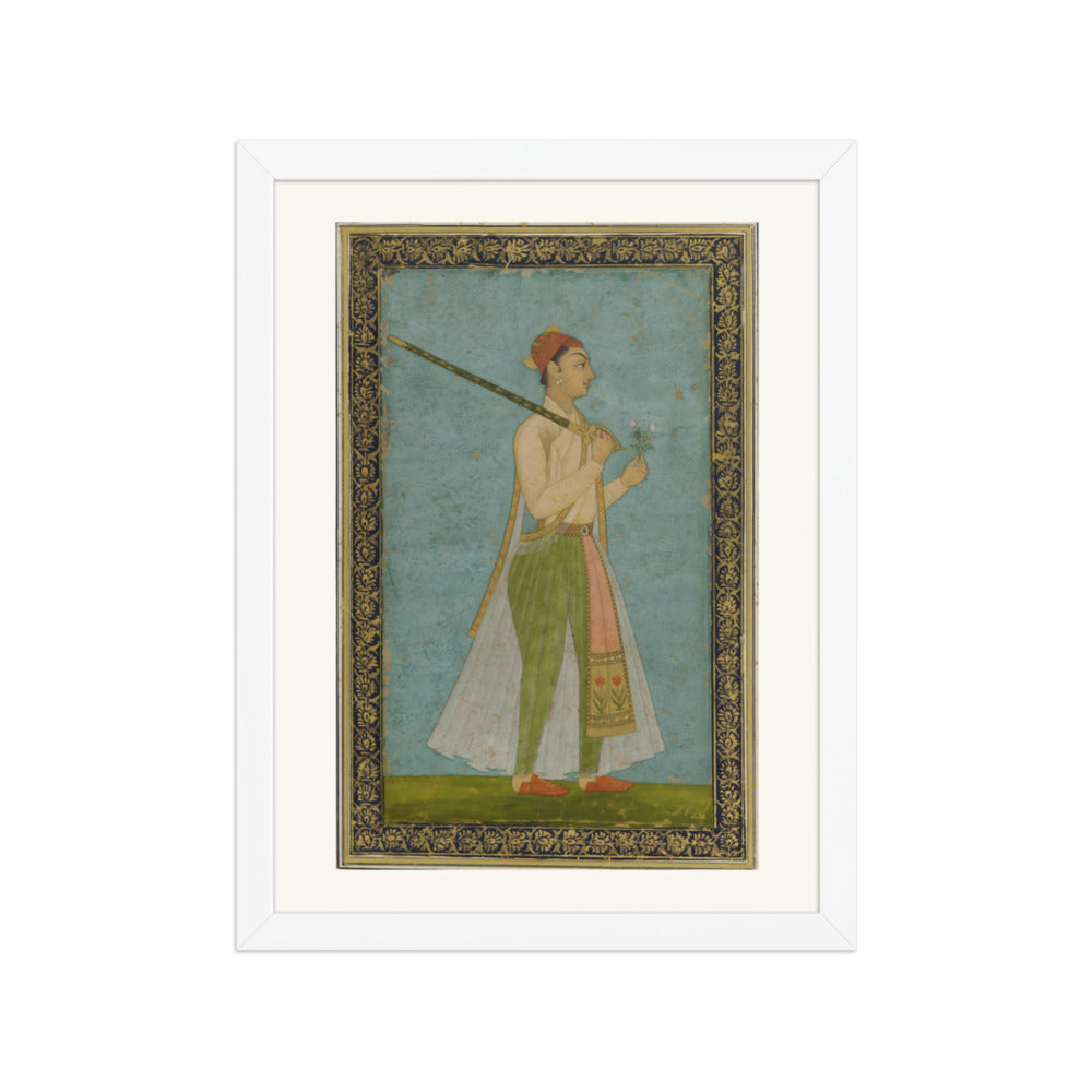 Portrait of a Young Prince — Restored Mughal Wall Art — view 3