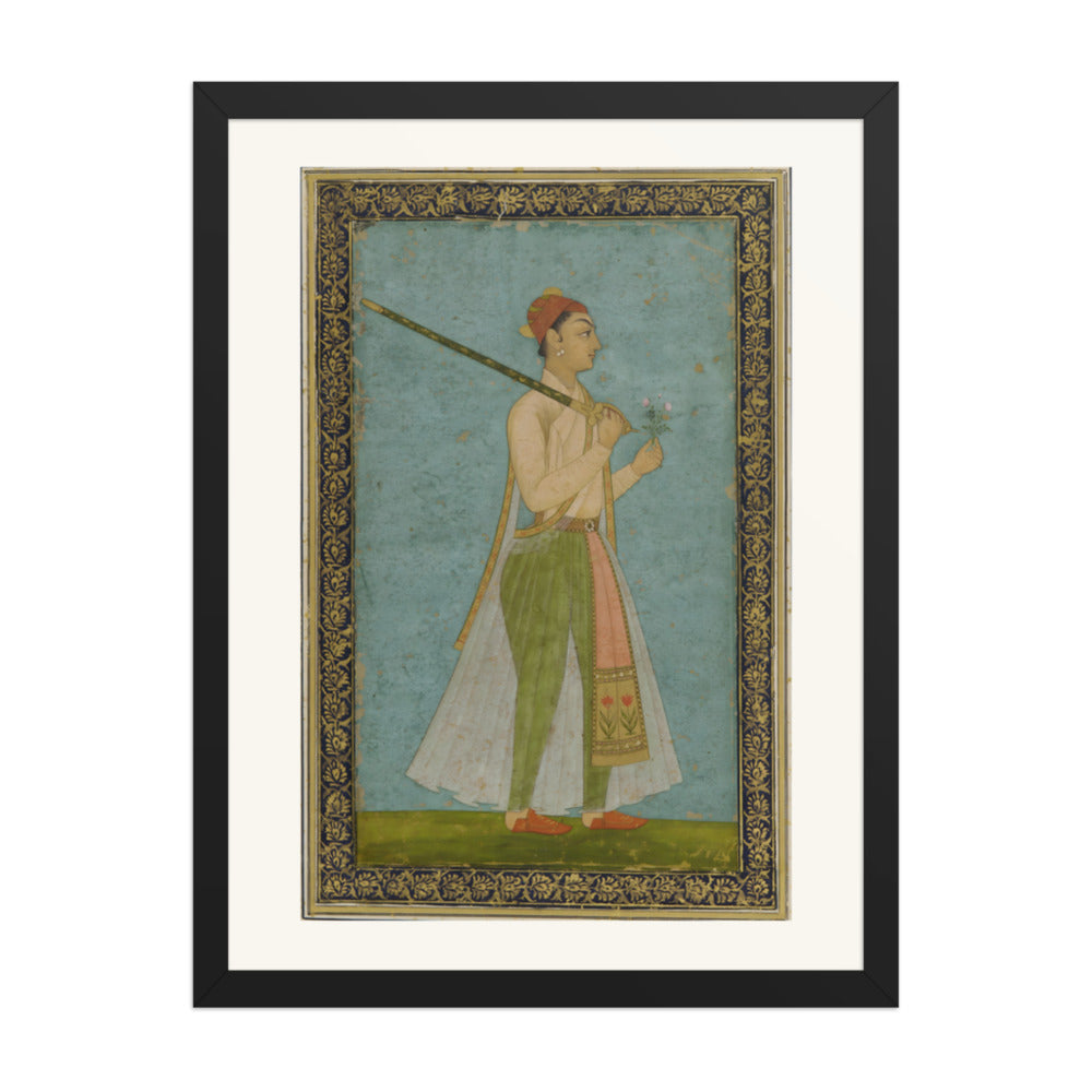 Portrait of a Young Prince — Restored Mughal Wall Art — view 4