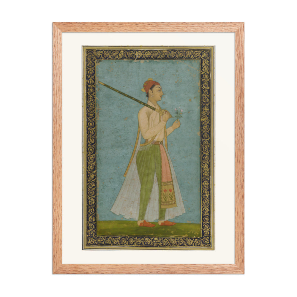 Portrait of a Young Prince — Restored Mughal Wall Art — view 5