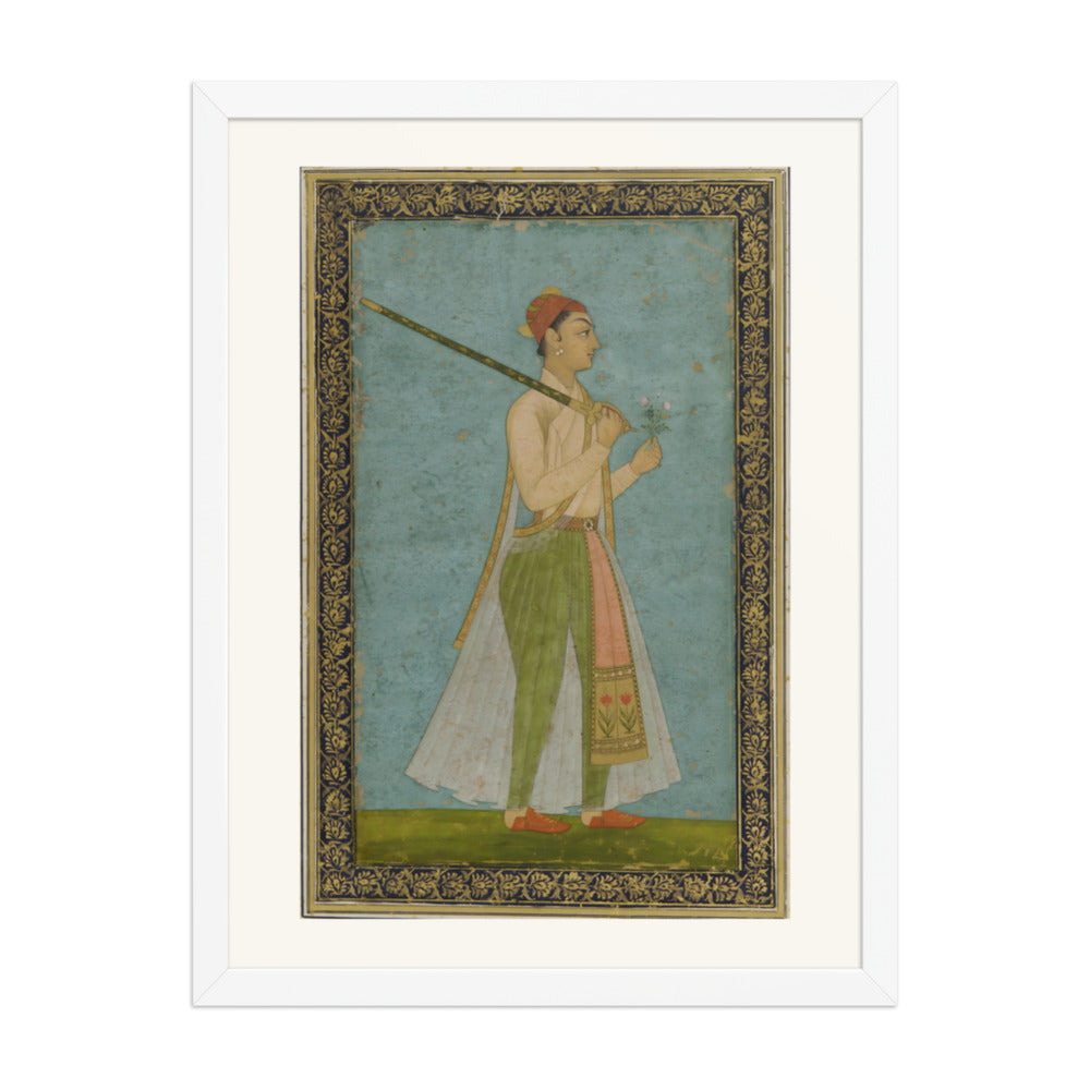 Portrait of a Young Prince — Restored Mughal Wall Art — view 6