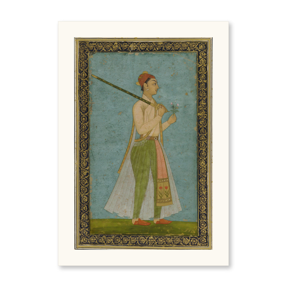 Portrait of a Young Prince — Restored Mughal Wall Art — view 7