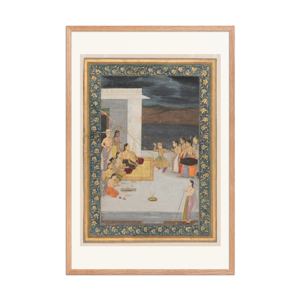 A Princess Entertained at Night — Restored Mughal Wall Art — view 11