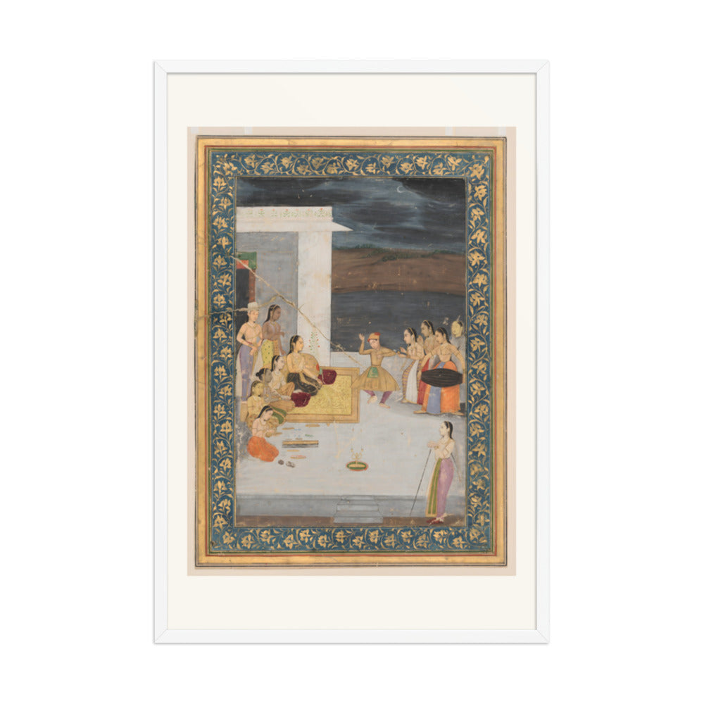 A Princess Entertained at Night — Restored Mughal Wall Art — view 12