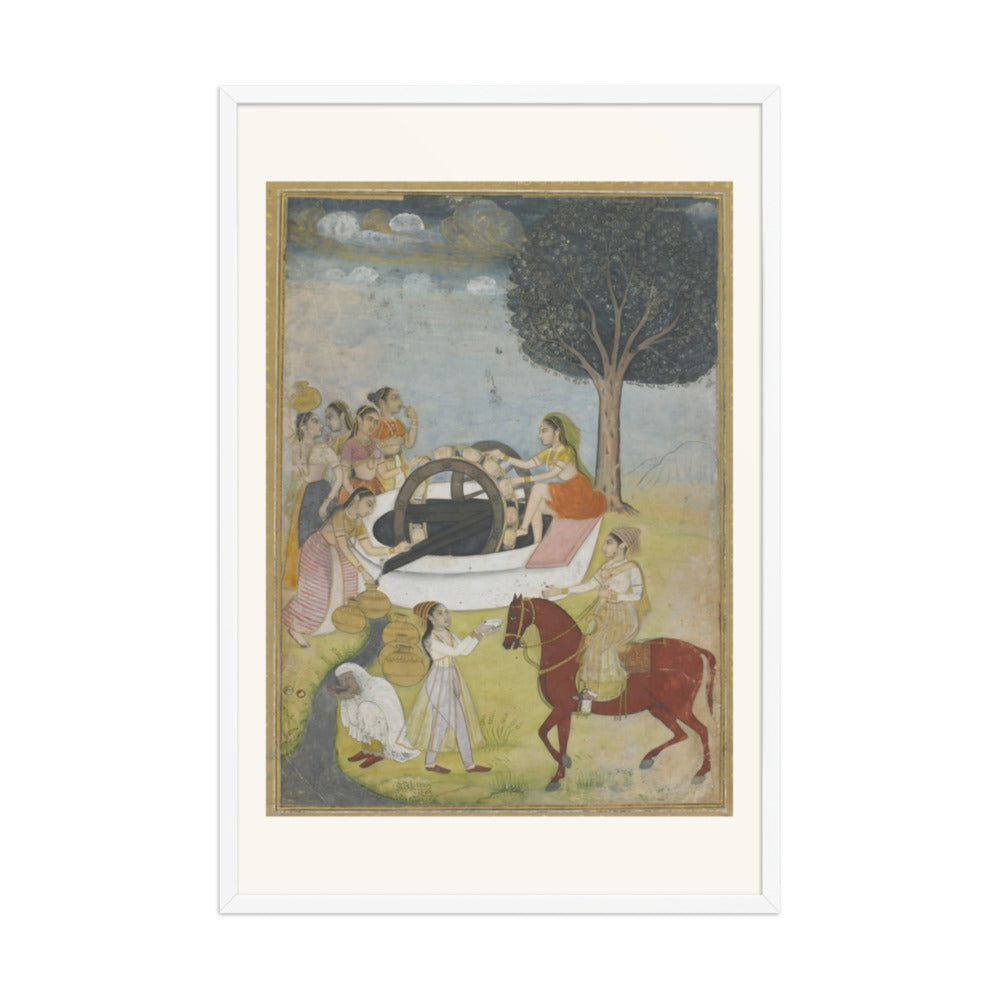 Women at a Well — Restored Indian Court Wall Art — view 12