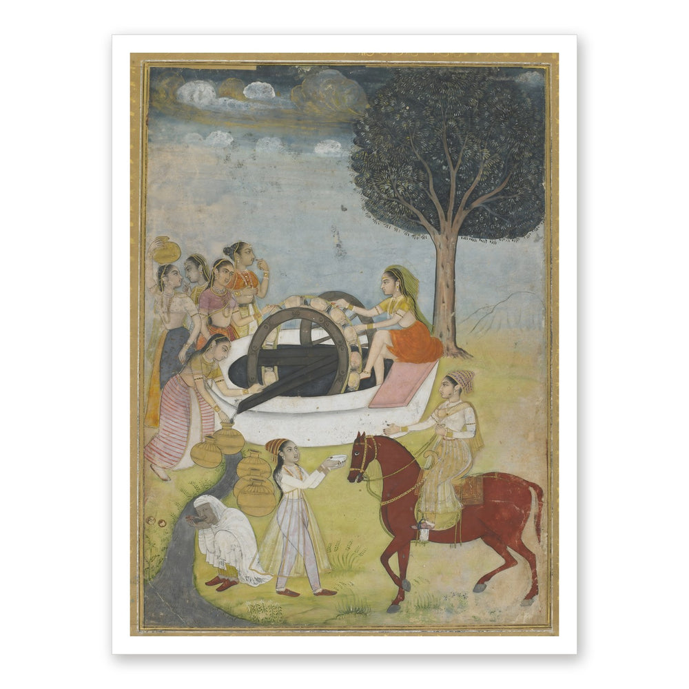 Women at a Well — Restored Indian Court Wall Art — view 7