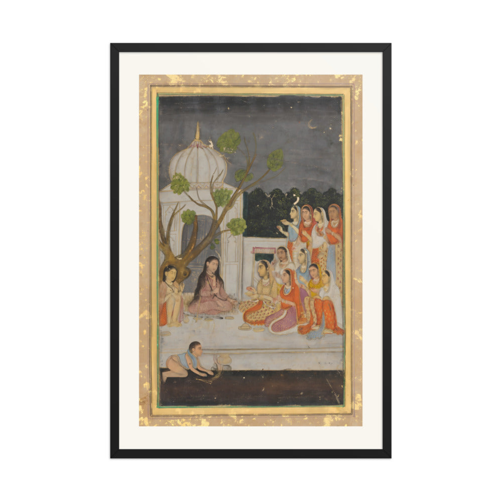A Night Gathering on the Terrace — Restored Mughal Wall Art — view 10