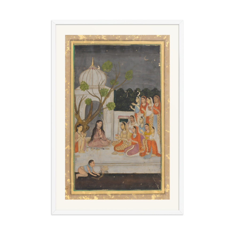A Night Gathering on the Terrace — Restored Mughal Wall Art — view 12