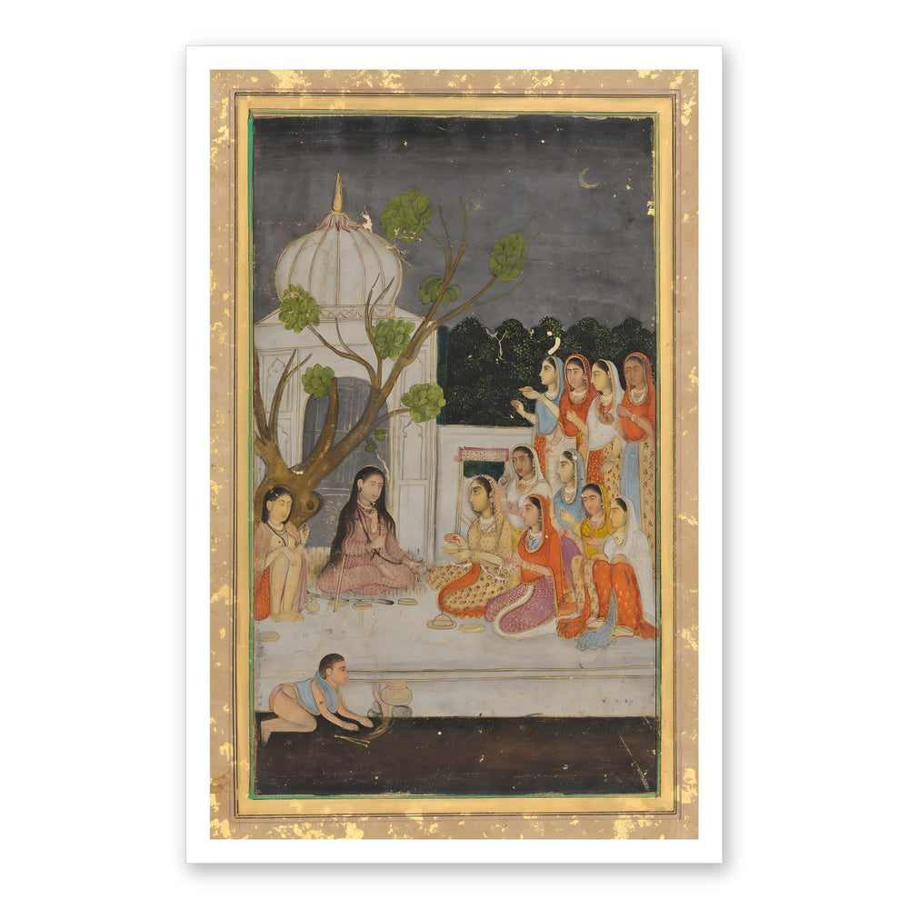 A Night Gathering on the Terrace — Restored Mughal Wall Art — view 7