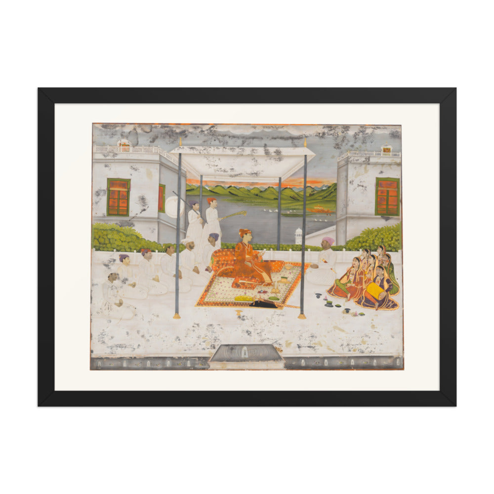 A Prince Holds Audience — Restored Mughal Wall Art — view 4