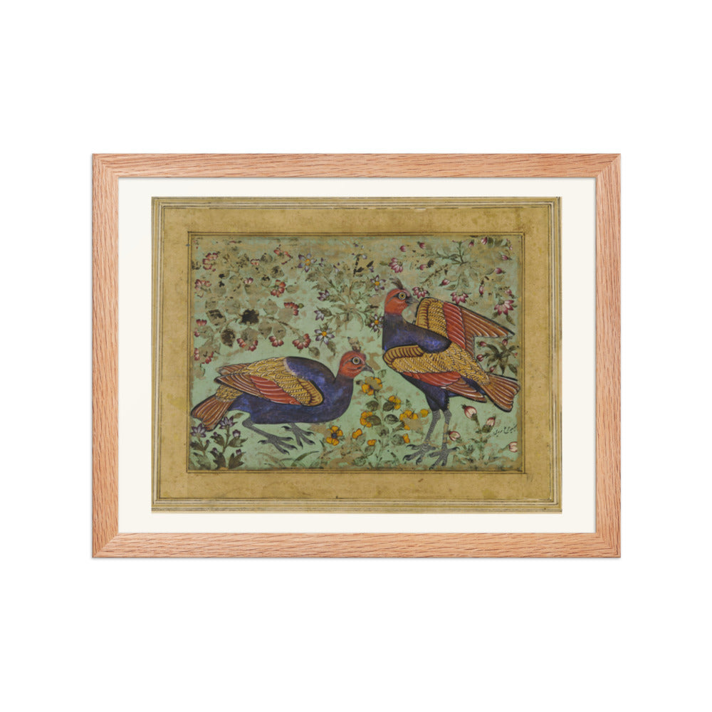 Two Pheasants — Restored Mughal Wall Art — view 2