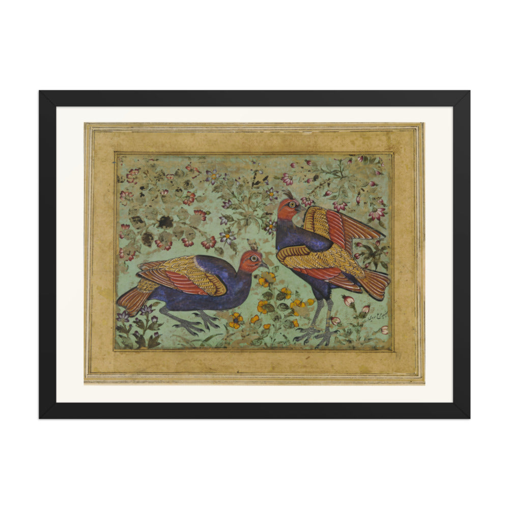 Two Pheasants — Restored Mughal Wall Art — view 4
