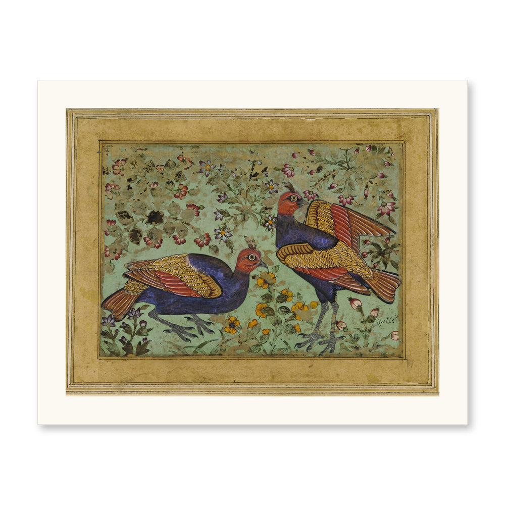 Two Pheasants — Restored Mughal Wall Art — view 10