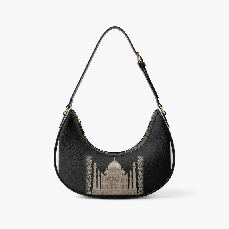 Taj Mahal — Black & Gold Crescent Shoulder Bag