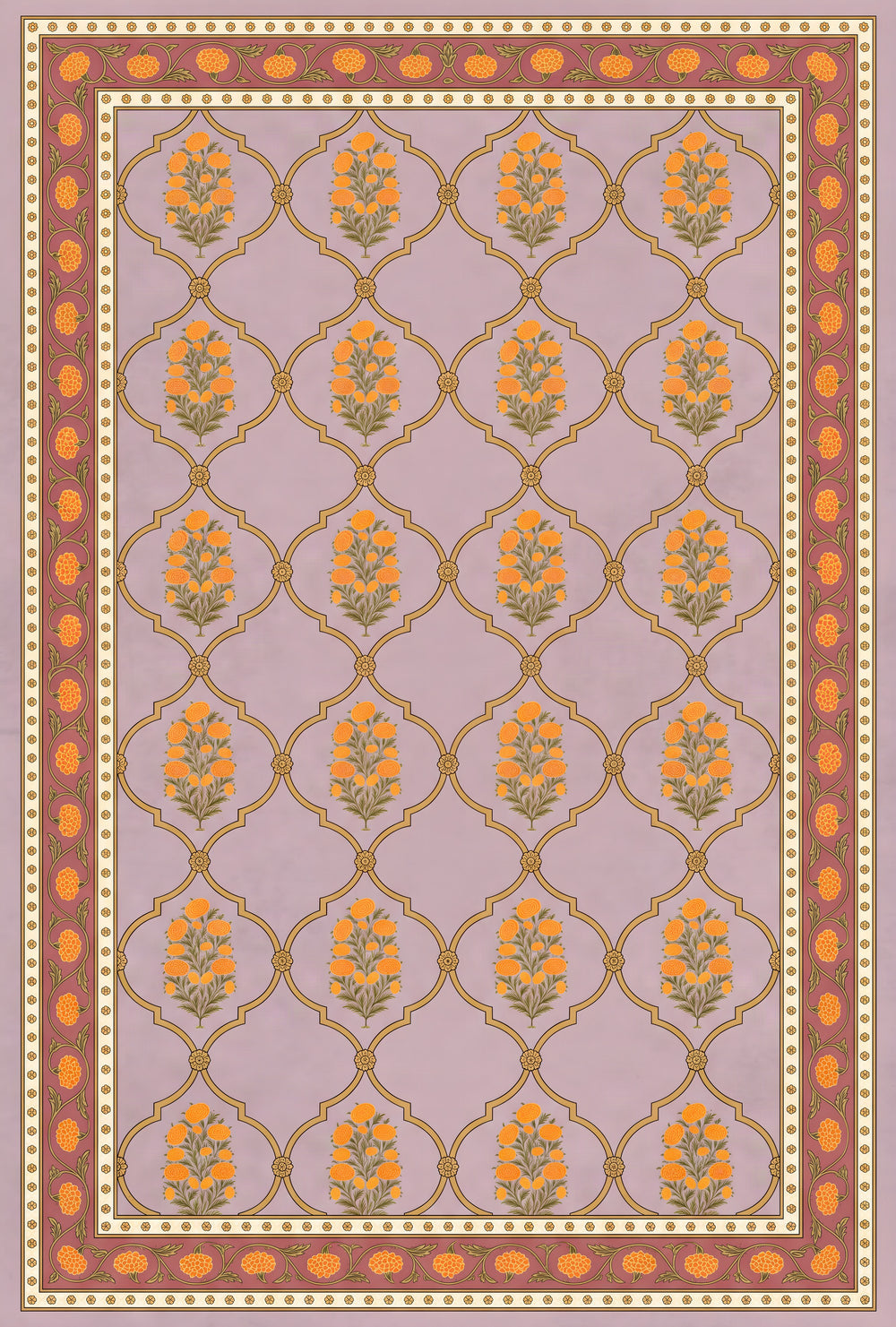 Genda Jaal — Marigold Lattice Mughal Area Rug — view 3