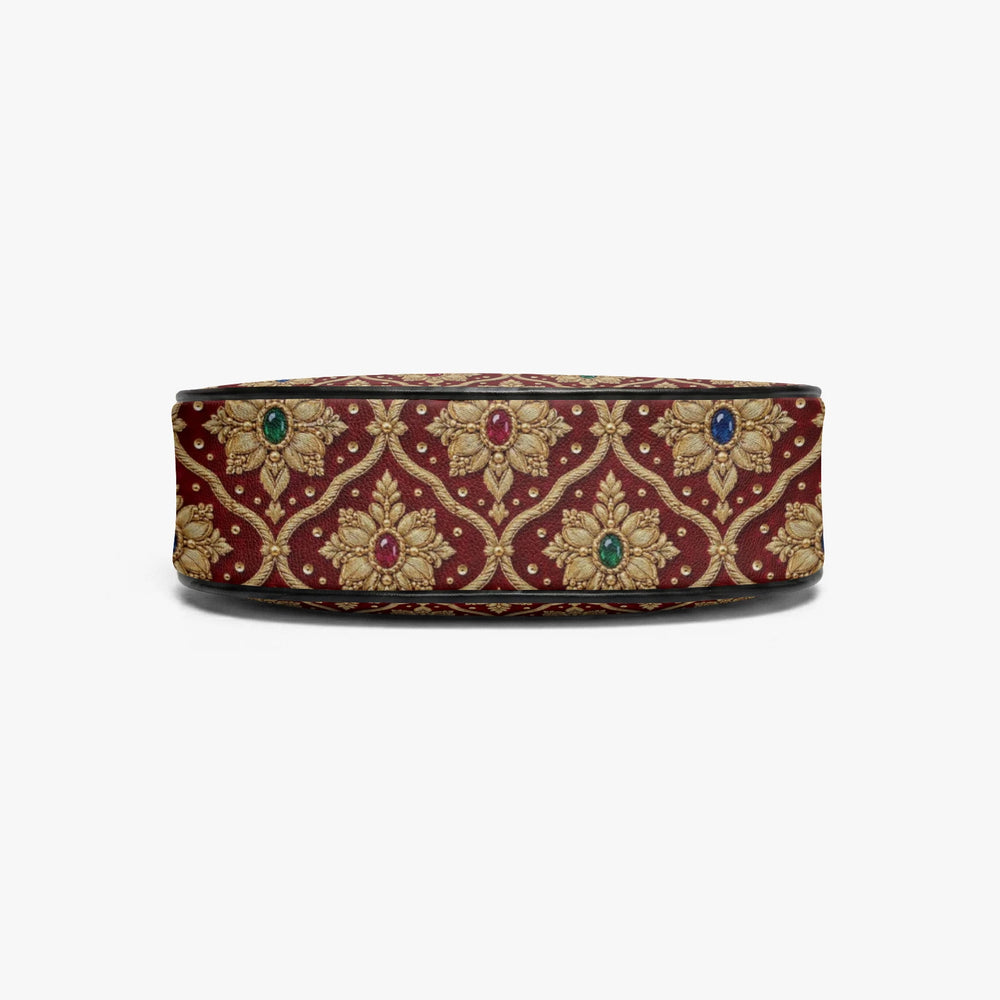 Shahi Zardozi — Wine & Gold Crescent Shoulder Bag — view 8