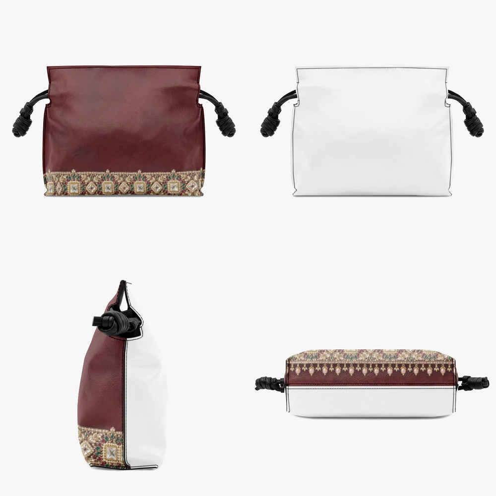 Kundan Potli — Maroon Velvet Drawstring Pouch Bag — view 4
