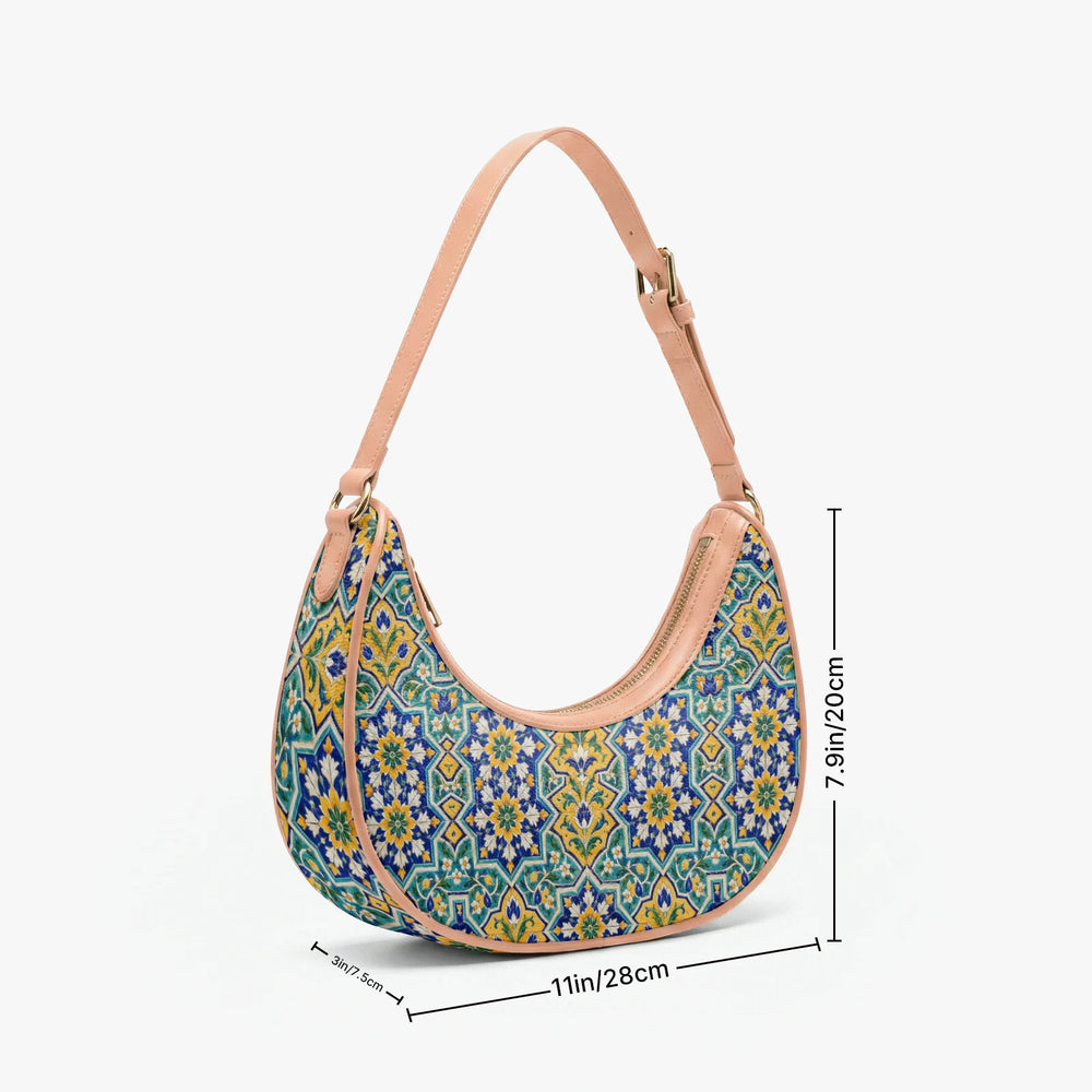 Kashi Tile — Lapis & Turquoise Crescent Shoulder Bag — view 10