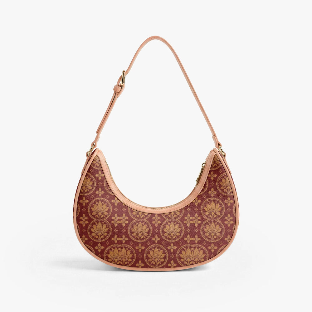 Bagru Lotus — Madder Red Crescent Shoulder Bag — view 6
