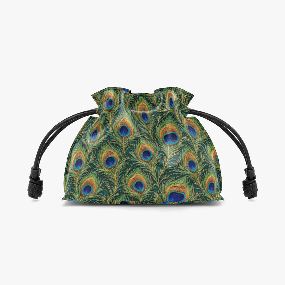Mor Feather — Peacock Green Drawstring Pouch Bag — view 2