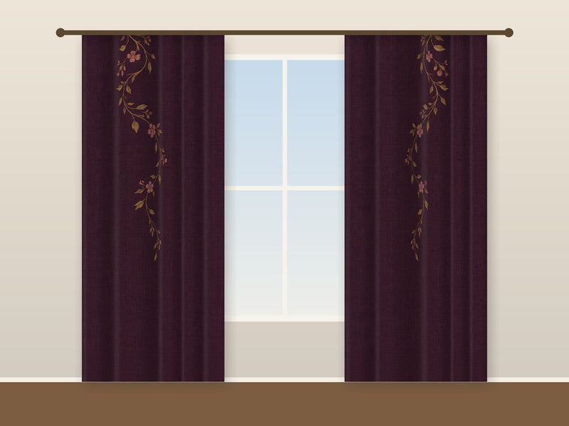 Falling Vine Blackout Curtain — Aubergine