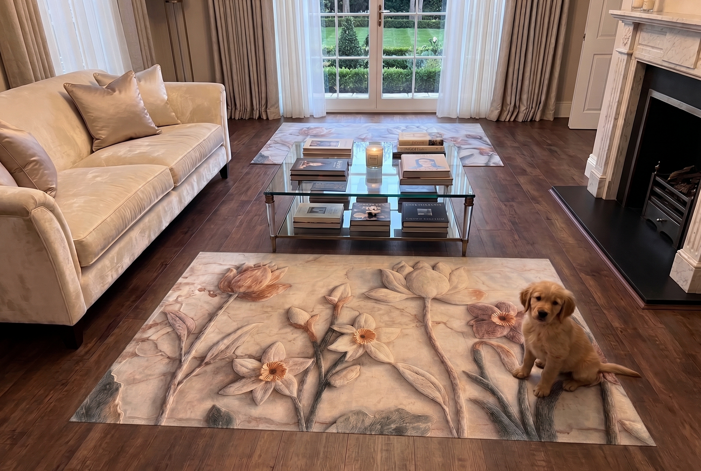 3D Floral Relief Area Rug — view 3