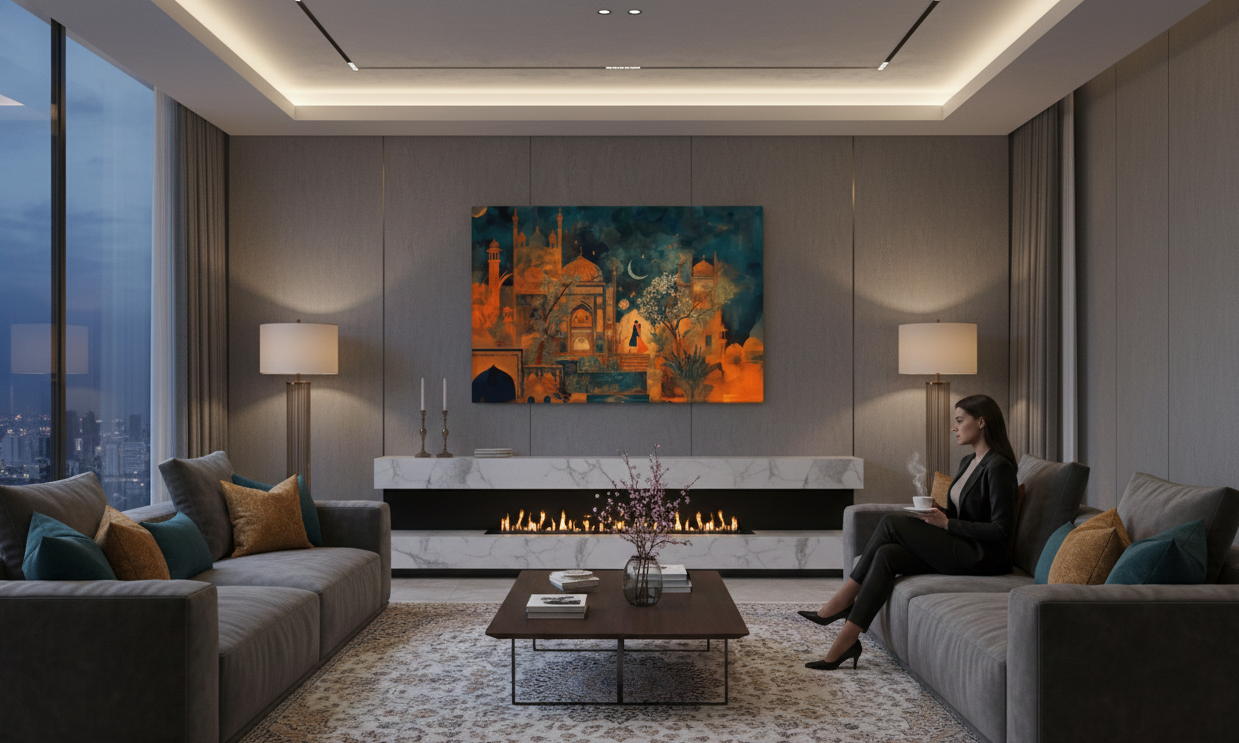 Eternal Embrace – Mughal Palace Romance Canvas Art — view 8