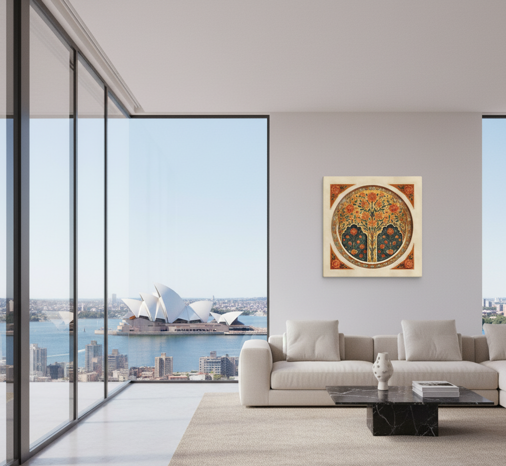 Golden Blossom Arch — Mughal Floral Harmony Canvas — view 12