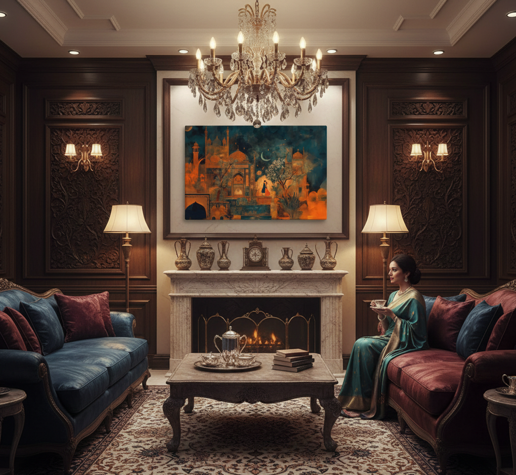 Eternal Embrace – Mughal Palace Romance Canvas Art — view 7