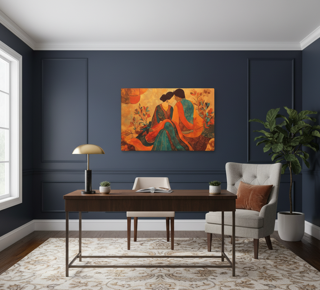 Amber Embrace of Anarkali & Salim – Mughal Romance Canvas Art — view 6