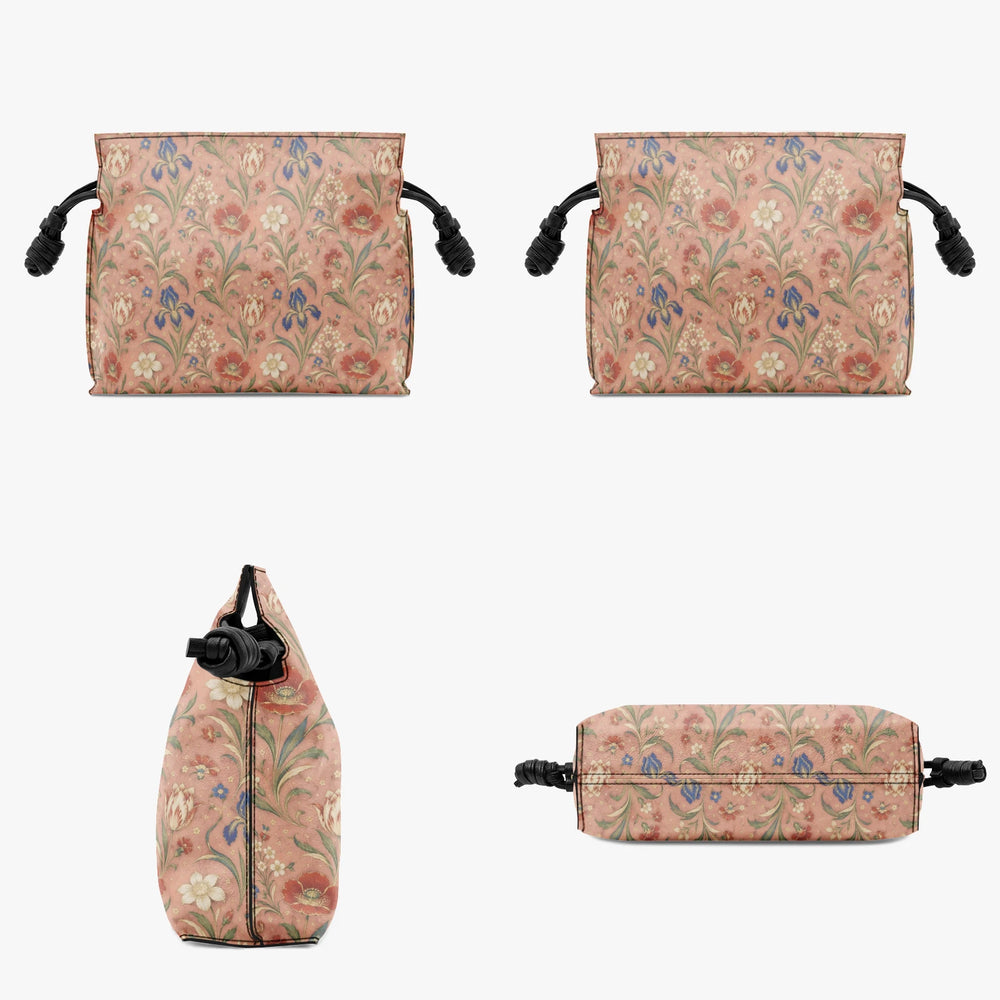 Hashiya Flowers — Apricot Drawstring Pouch Bag — view 4