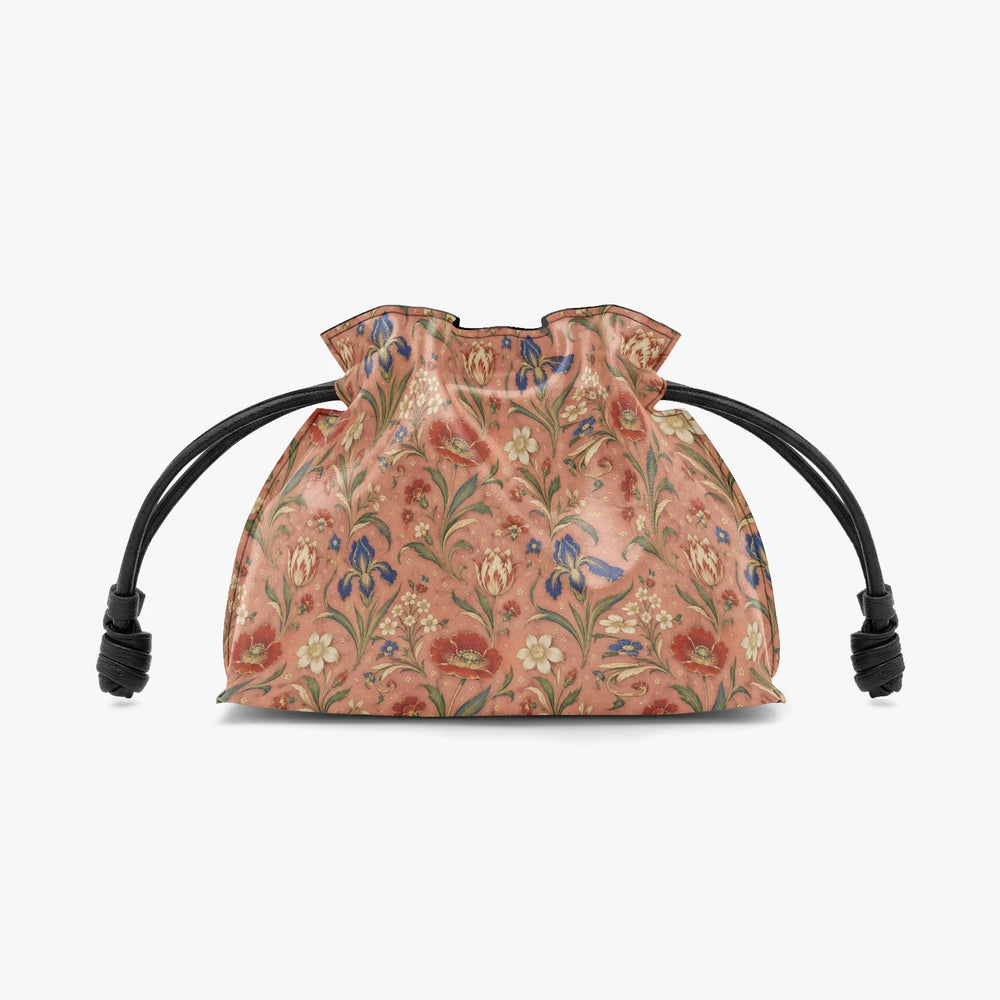 Hashiya Flowers — Apricot Drawstring Pouch Bag — view 2
