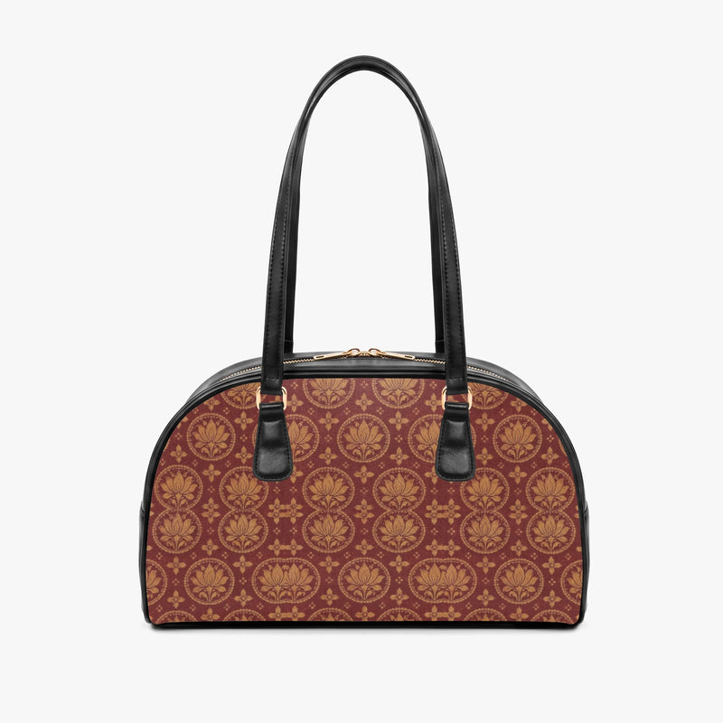 Bagru Lotus — Madder Red Arch-Top Handbag
