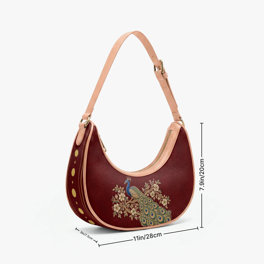 Zardozi Peacock — Maroon & Gold Crescent Shoulder Bag — view 9