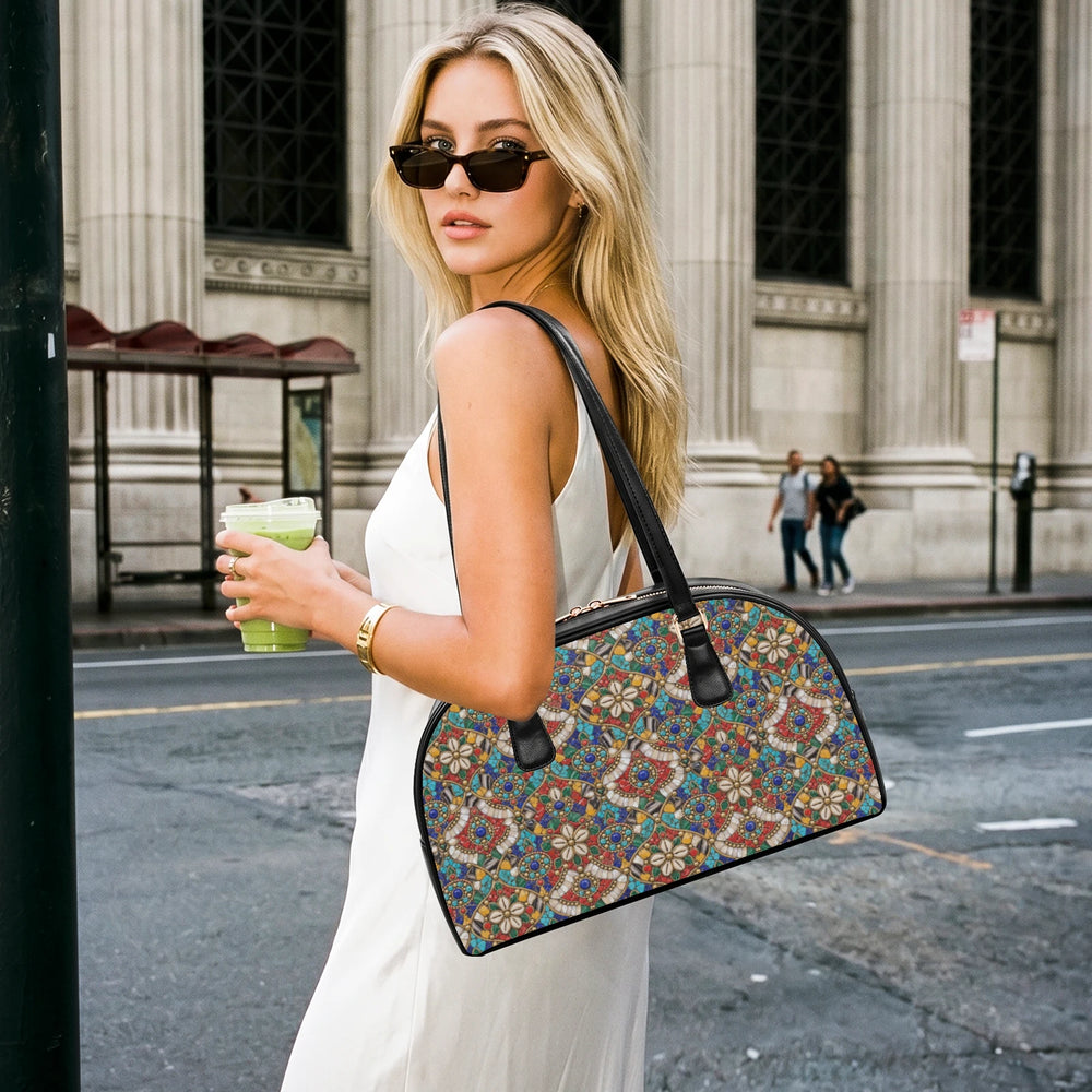 Stone Mosaic — Jewel Tones Arch-Top Handbag — view 5