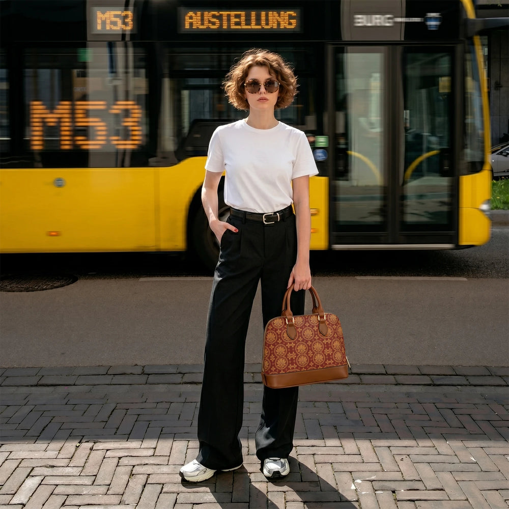 Bagru Lotus — Madder Red Dome Handbag — view 7