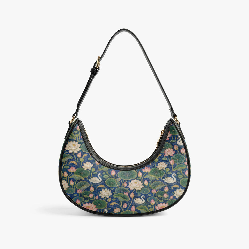 Kamal Talai — Lotus Pond Navy Crescent Shoulder Bag — view 6