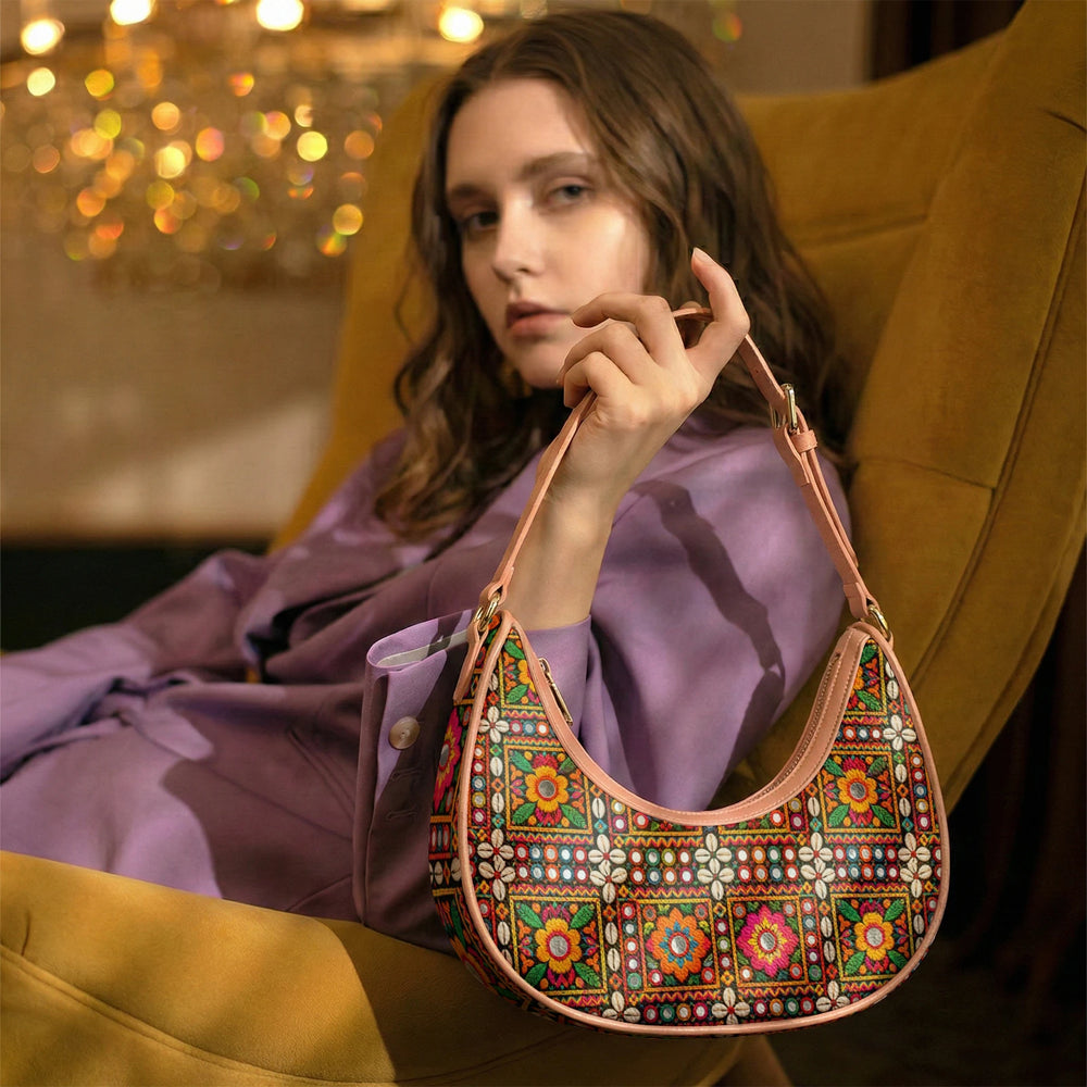 Kutch Mirror-Work — Multicolour Crescent Shoulder Bag — view 17