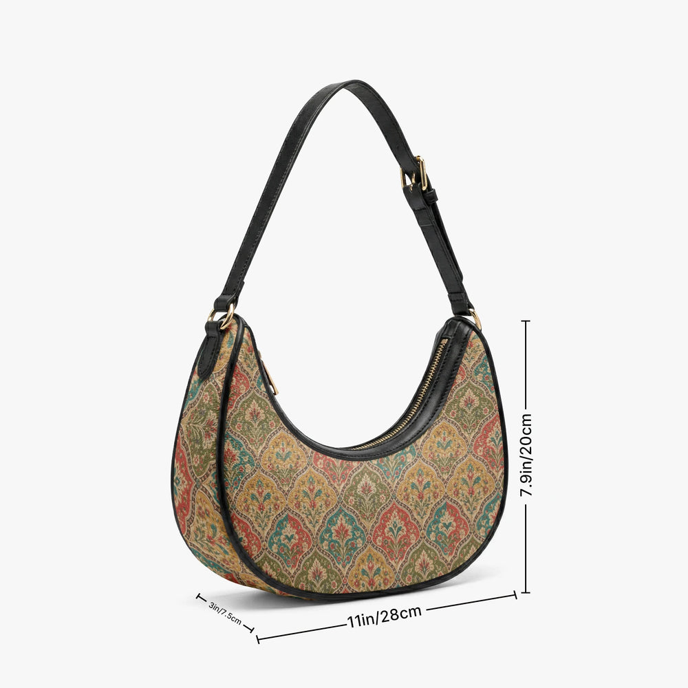 Mehrab Block Print — Ochre & Teal Crescent Shoulder Bag — view 9