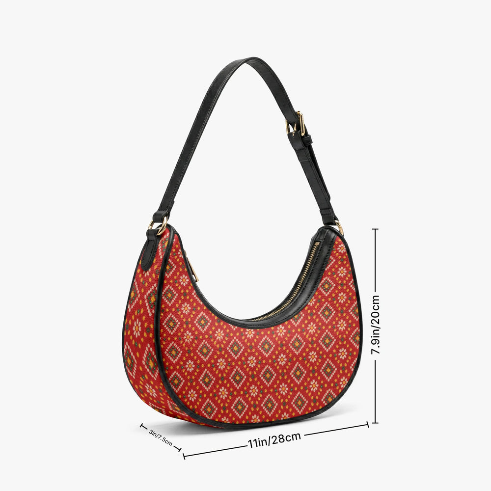 Bandhani — Red & Saffron Crescent Shoulder Bag — view 9