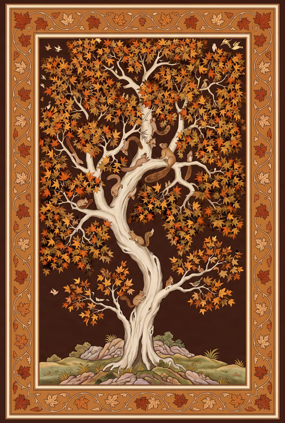 Chinar of Kashmir — Autumn Tree of Life Area Rug — view 3