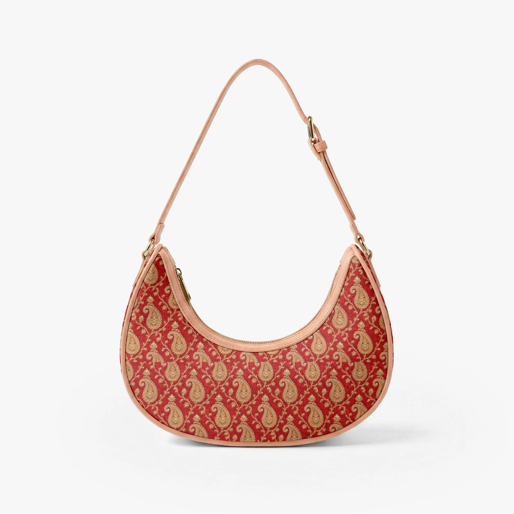 Zari Buti — Red & Gold Crescent Shoulder Bag — view 2
