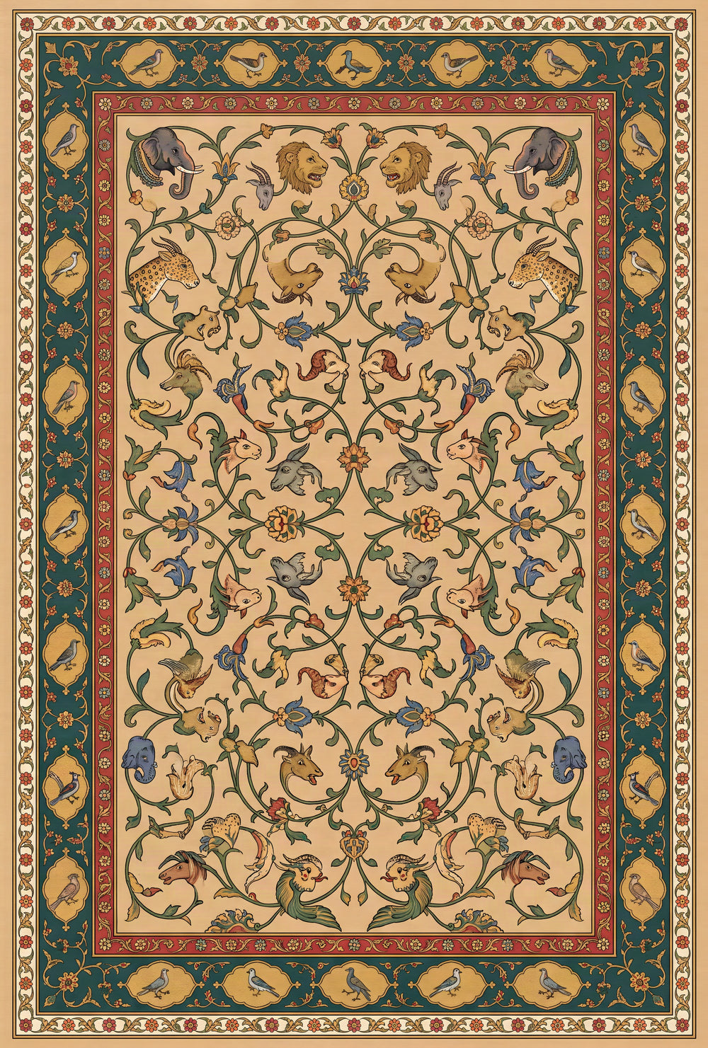 Waq-Waq — Mughal Animal Scroll Area Rug — view 3
